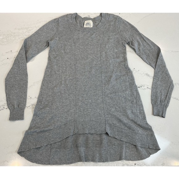 Anthropologie Between Me & You Gray Mesh Back Sweater High Low Hem Women's M - Picture 1 of 10